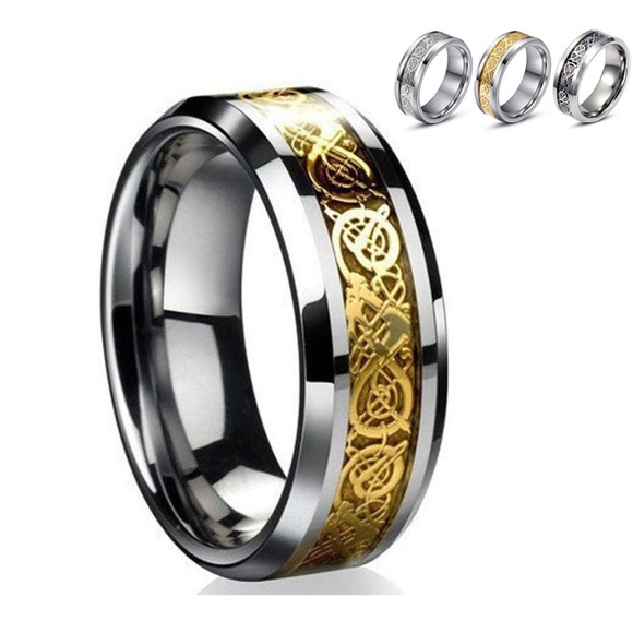 Men's Silver Celtic Dragon Titanium Ring sz 9-12 - Picture 2 of 8